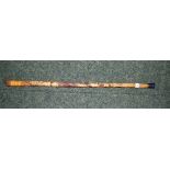 A 19th Century heavily-carved bamboo sword-stick,