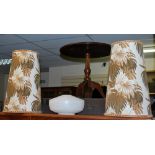 A pair of large vintage lamp shades and a glass shade.