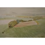 Harold Yates framed watercolour, meadow scene,