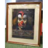 WITHDRAWN: Lawrence "Larry" Rushton pastel on board "Clown" Mounted,