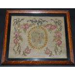 Regency sampler with a central panel depicting a ladies portrait,