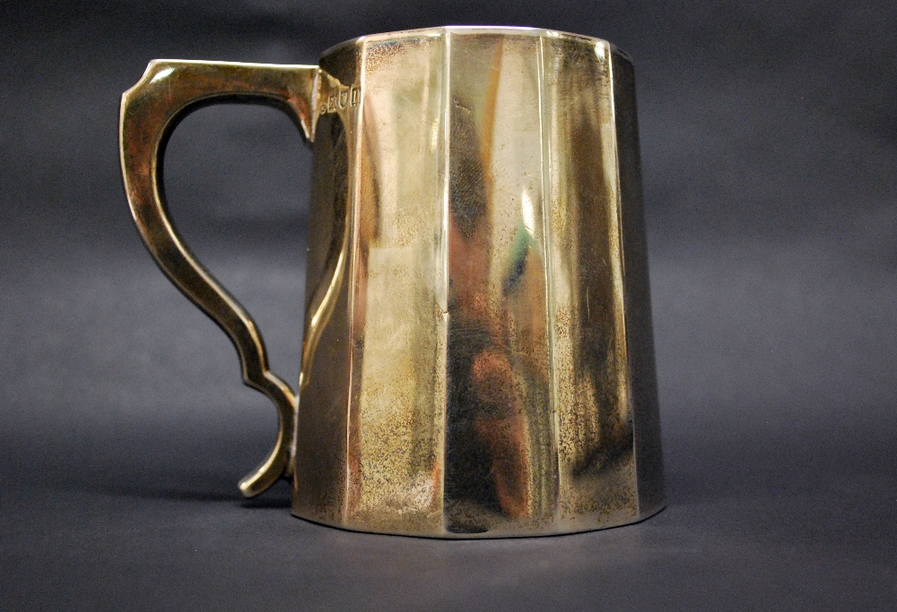 A hallmarked silver tankard.