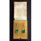 A pair of boxed 9ct white-gold drop-earrings,