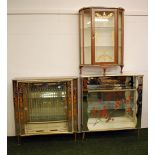 Three mid 20th century glazed and mirrored display cabinets