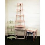 A painted 1920's occasional table and a painted nest of three graduated occasional tables,