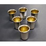 A set of six 900 silver Kiddush cups.