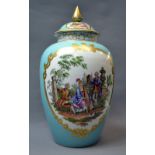 Dresden covered jar, hand painted and gi