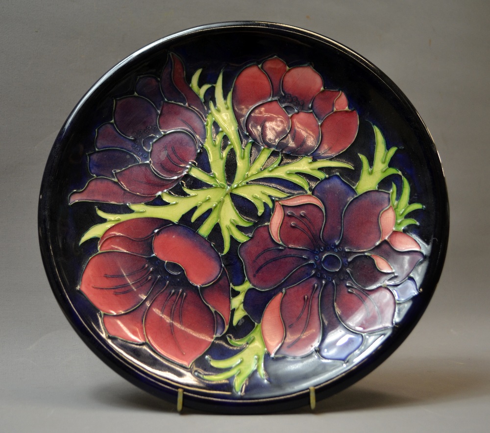 A large Moorcroft 'Blue Anemone' plate.