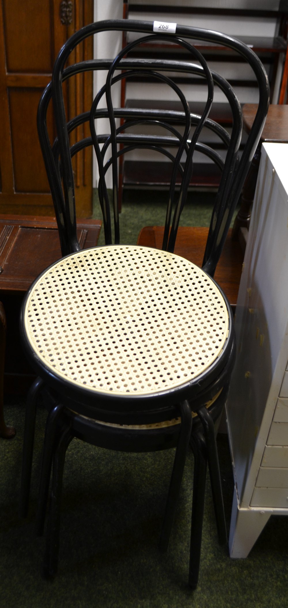 Set of four French bistro style chairs