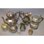 A selection of silver plate and glass