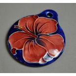 A 'Blue Hibiscus' large pendant by Moorc