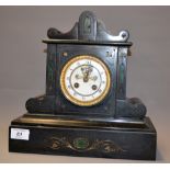 A Victorian slate mantel-clock with esca