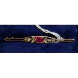 A Victorian 9ct gold ruby and seed pearl