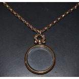 A 9ct gold Victorian/Edwardian chain with a 9ct gold picture locket (screw top) Chester hallmarked