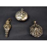 Two hallmarked-silver rattles,