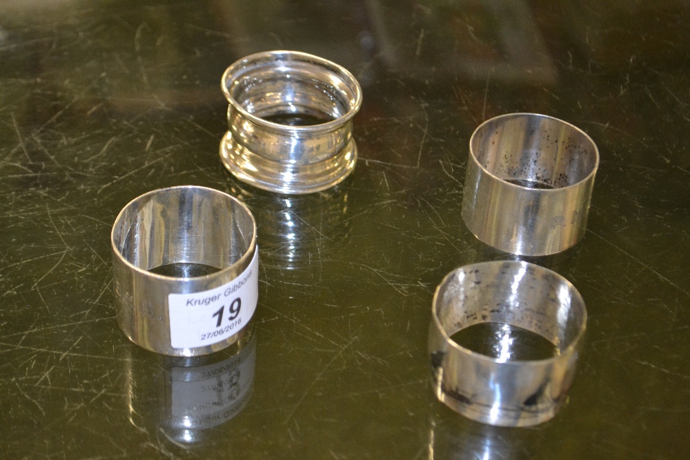 Two hallmarked silver napkin rings,