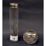 A hallmarked-silver and glass inkwell,
