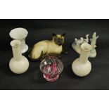 Named ceramics and glass, to include a Nao figural group, a pair of Poole vases,