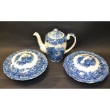 A pair of blue-over-white decorated tureens with covers,