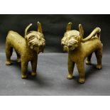 A pair of Nigerian Benin bronze leopards