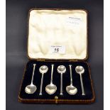 A set of six hallmarked silver coffee spoons, boxed.