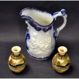 A Victorian blue-over-white pitcher,