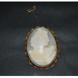 A large cameo brooch, in a yellow-metal mount.