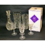 An assortment of cut glass and crystal,