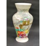 A large painted Victorian vase,