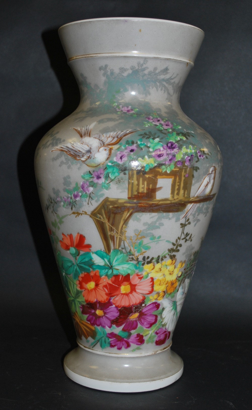 A large painted Victorian vase, decorate - Image 2 of 3