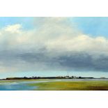 Ian Garland, acrylic on card of Hilbre.