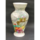 A large painted Victorian vase, decorate