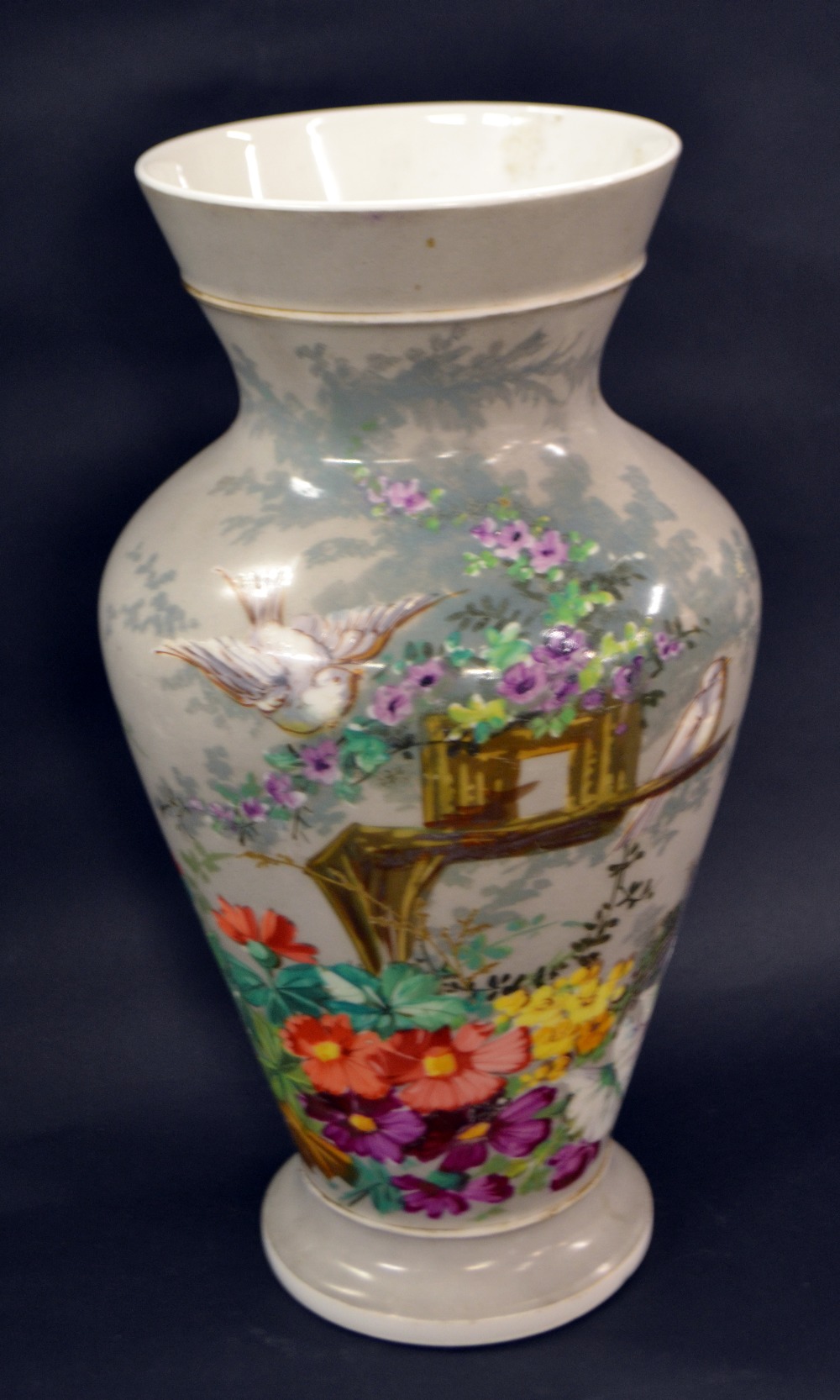 A large painted Victorian vase, decorate - Image 3 of 3