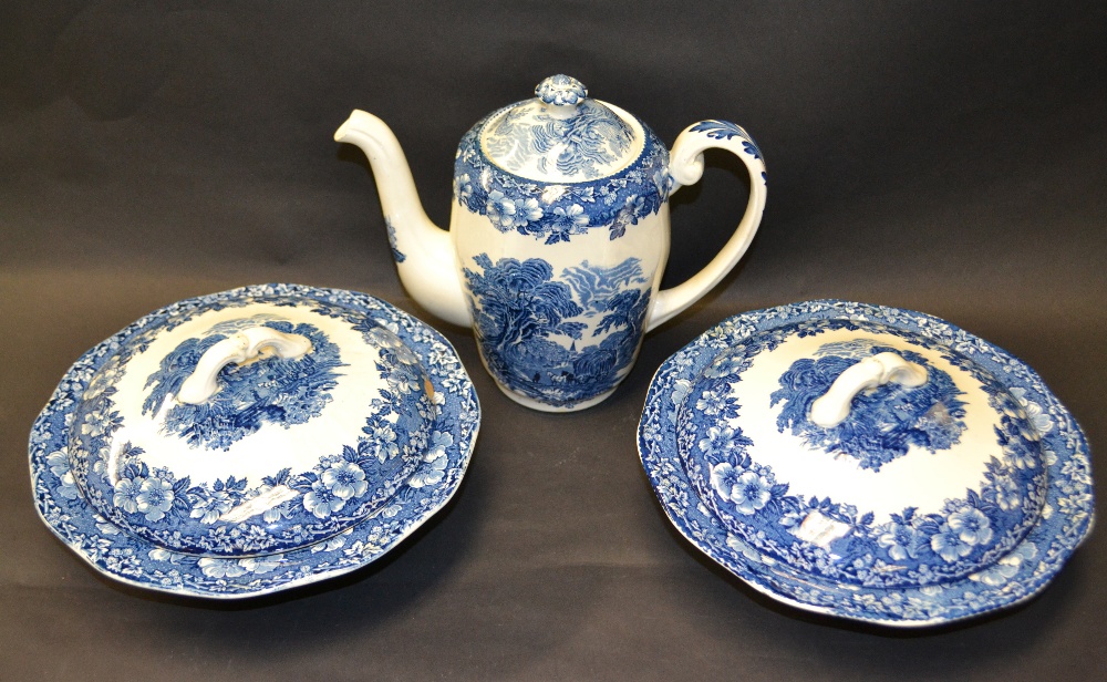 A pair of blue-over-white decorated ture