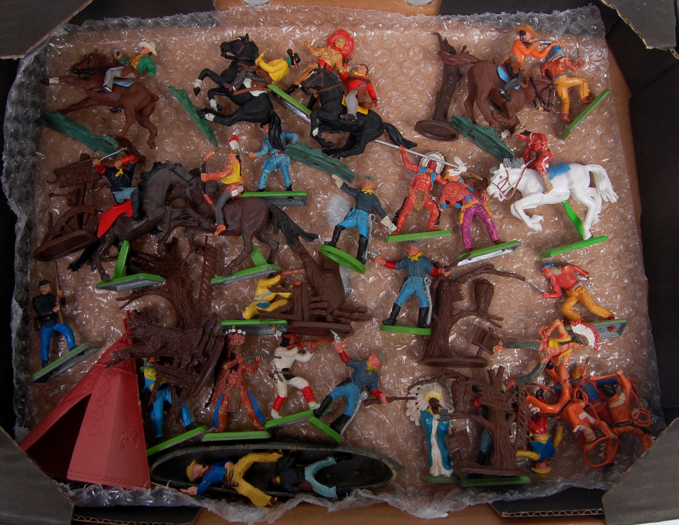 Britains Deetail, Herald and similar plastic Cowboys and Indians figure group,