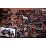 Britains and other makes, 60+ mixed horses, cows, sheep etc, all lead,