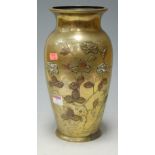 A Japanese Meiji period bronze vase of baluster form,