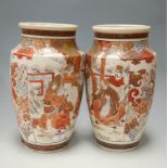 A pair of large meiji period Satsuma vases of baluster form,