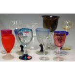 An RMS Queen Mary commemorative goblet having double opaque air twist stem together with various