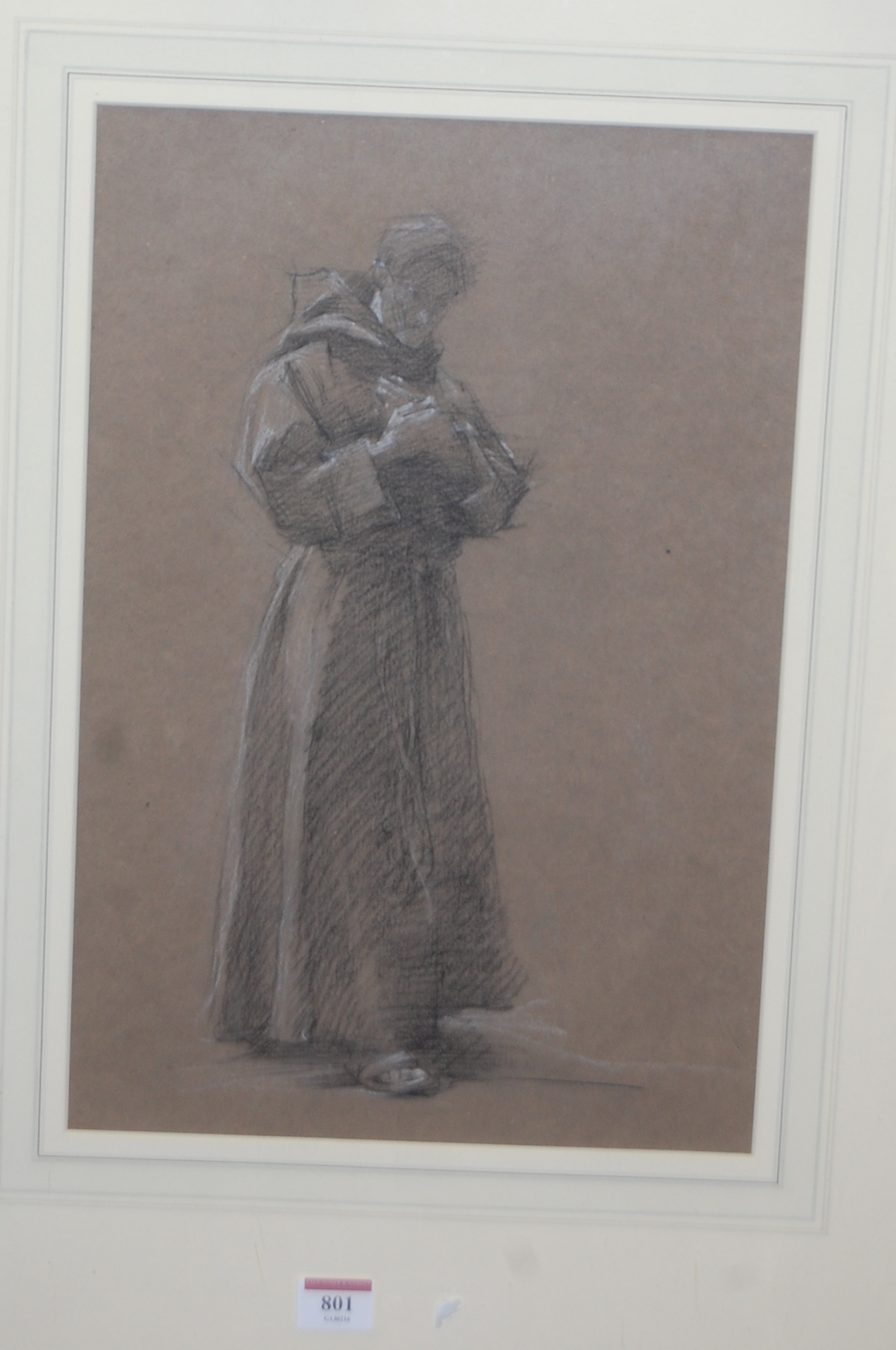 Circa 1900 French school - A Franciscan monk, pastel, unsigned,