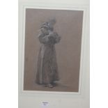 Circa 1900 French school - A Franciscan monk, pastel, unsigned,