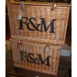 A pair of Fortnum & Mason wicker hinge top picnic baskets