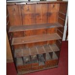 A late Victorian pine freestanding open bookshelf,