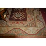 A Turkish woollen rug having flat weave kilim ends 260x350cm