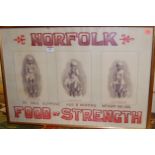 A framed and glazed advertising print for 'Norfolk Food of Strength',