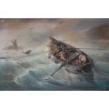 Yan Kuypers - the Shipwreck, pastel, signed and dated lower left 1865 (badly torn),