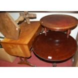 Assorted occasional furniture to include; low tripod table, Mouseman style low table,