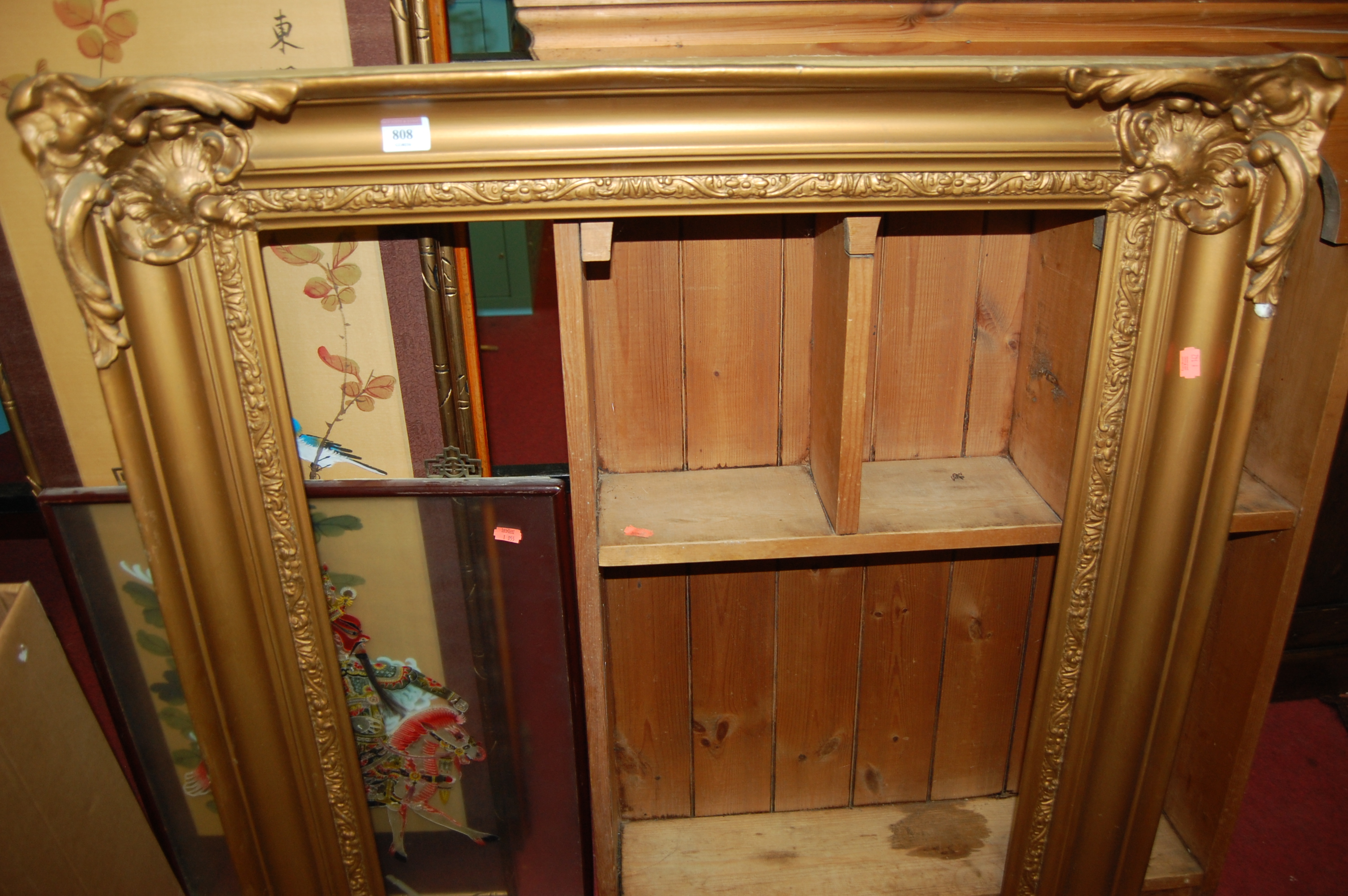 A pair of circa 1900 giltwood and gesso picture frames (both re-gilded), inner slip dimensions 76.