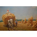 Bert Alers (Dutch) - Harvest scene, oil on board, signed lower right,