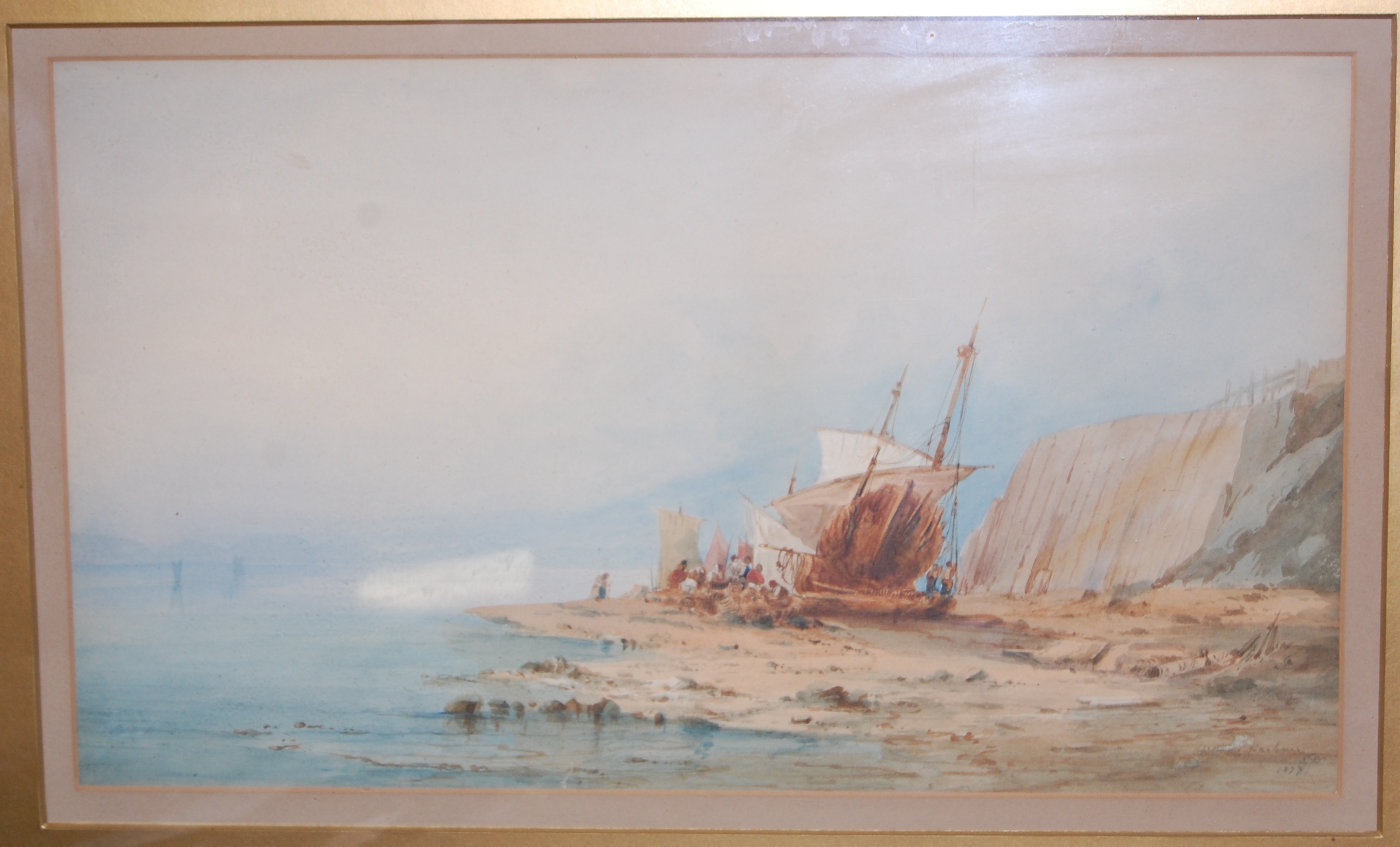 Late 19th century school - Harbour scene, watercolour,